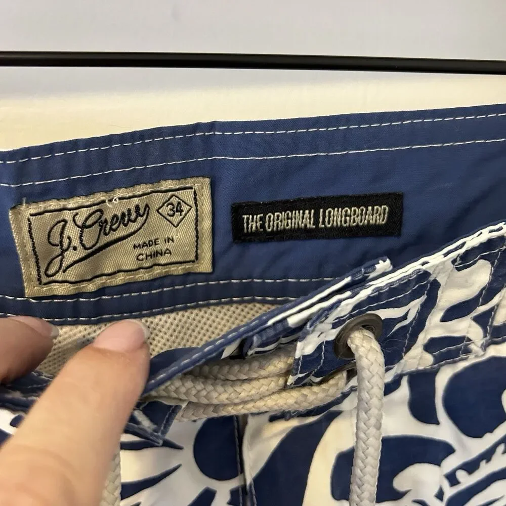 MEN'S SWIM TRUNKS: J.Crew The Original Longboard Solid Navy Surf Board Shorts 34